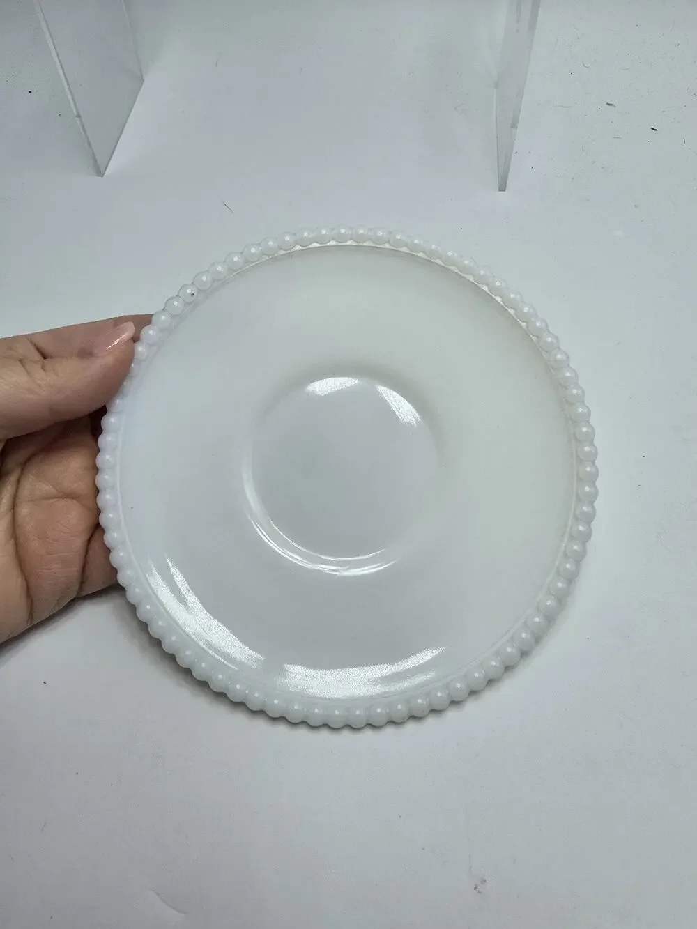 Westmoreland USA Milk Glass Beaded Edge Saucer